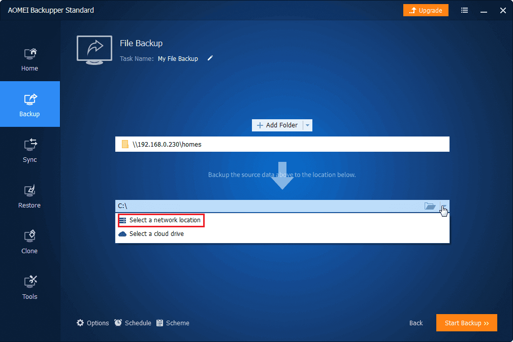 Select A Network Location