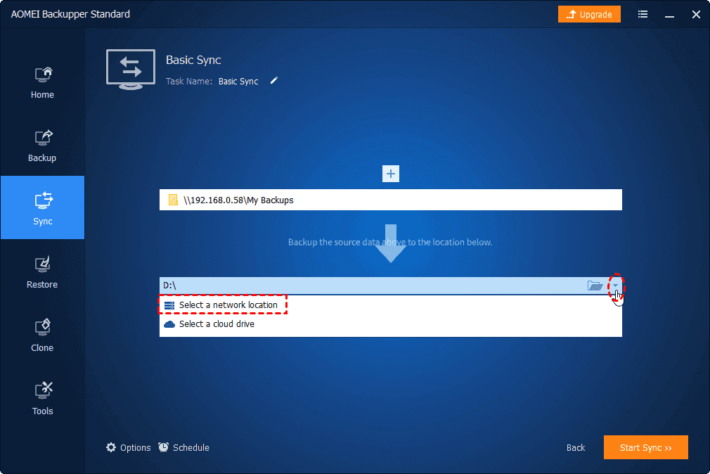 Select A Network Location