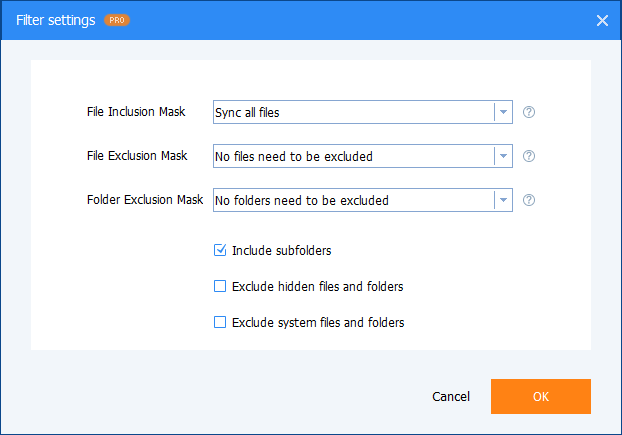 File Filter Settings