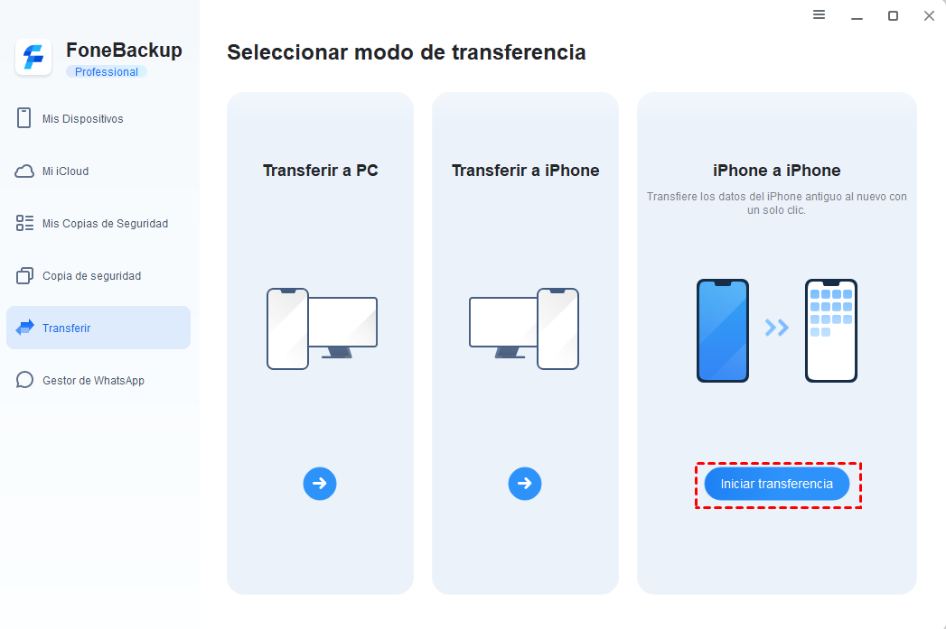 ¿Cómo transferir datos entre dos iPhones a través de FoneTool?
