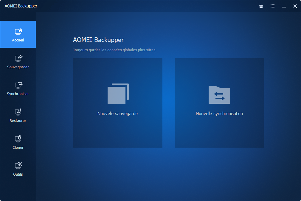 AOMEI Backupper interface principale
