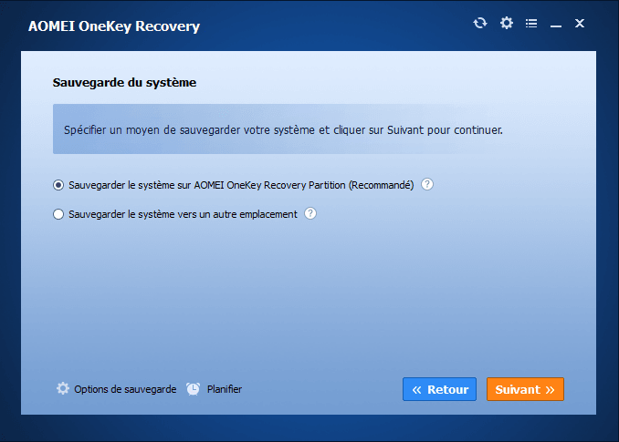 Backup system to AOMEI OneKey Recovery Partition