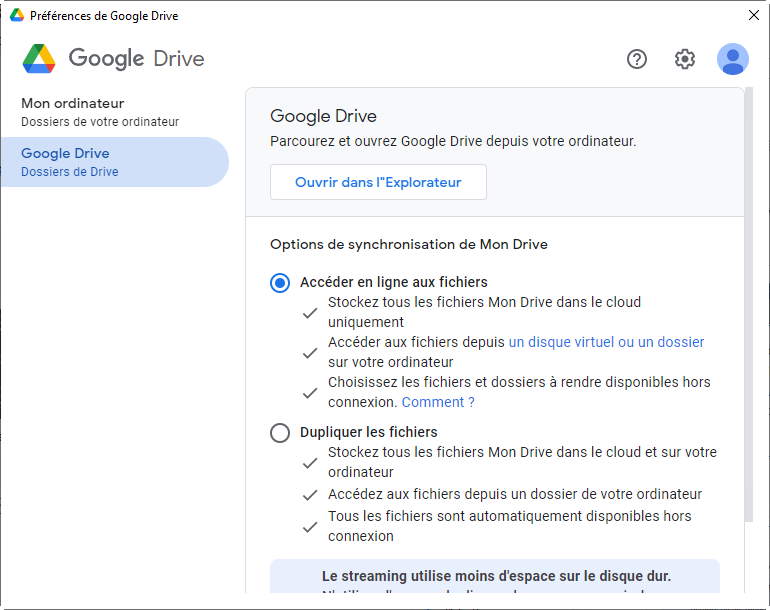 synchroniser google drive avec PC