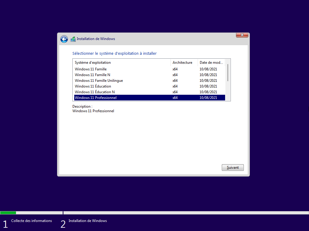 Sélectionner une édition Windows 11