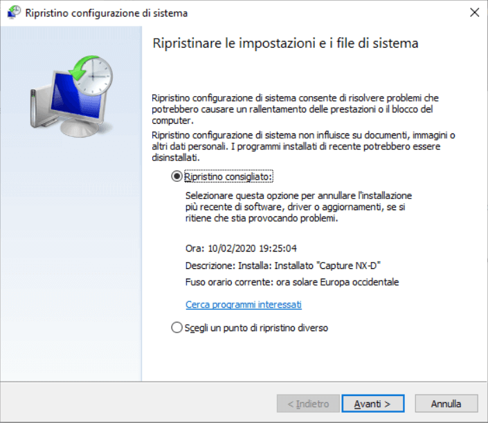 Ripristino impostazioni e file di sistema Windows 10/11