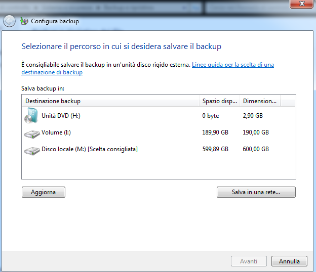 Fare backup pc windows 7 su hard disk esterno