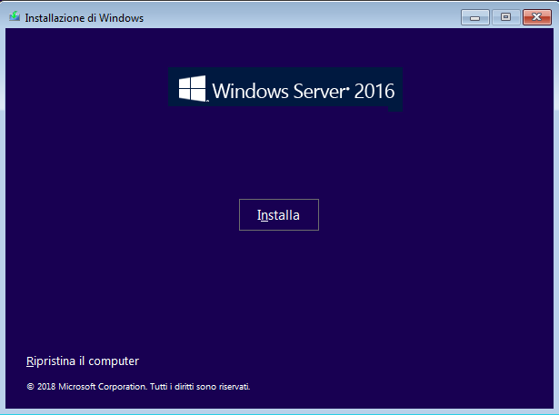 Ripristina il computer Windows server 2016