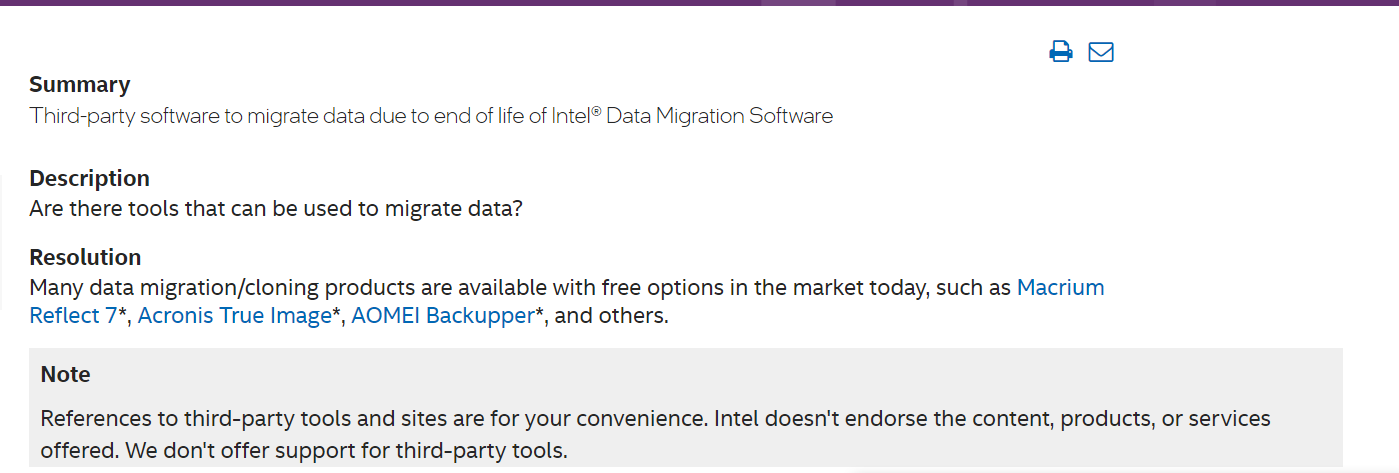 Intel Data Migration 
