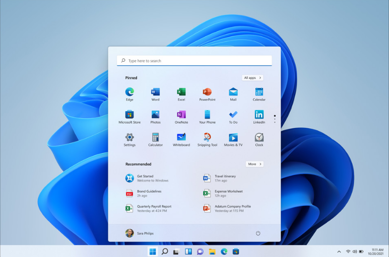 Interfaccia utente nuovo di Windows 11