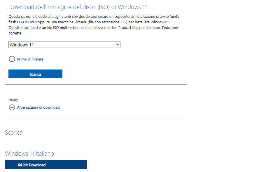 Windows 11 Download ISO Italiano 64Bit