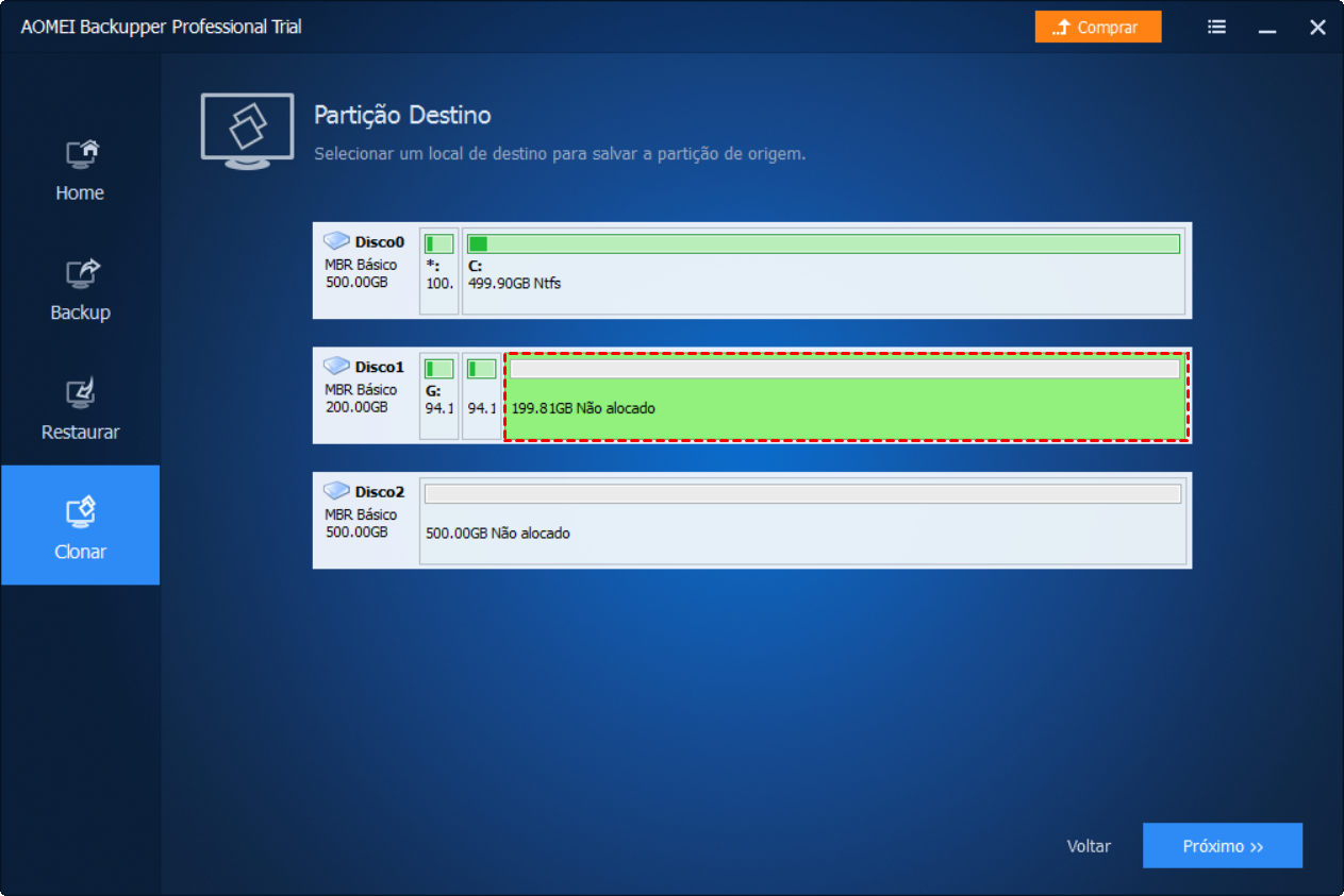 Select Unallocated Space Select Unallocated Space