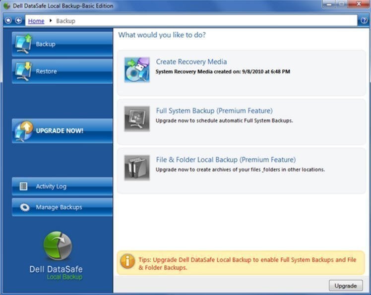 dell datasafe local backup 2.0