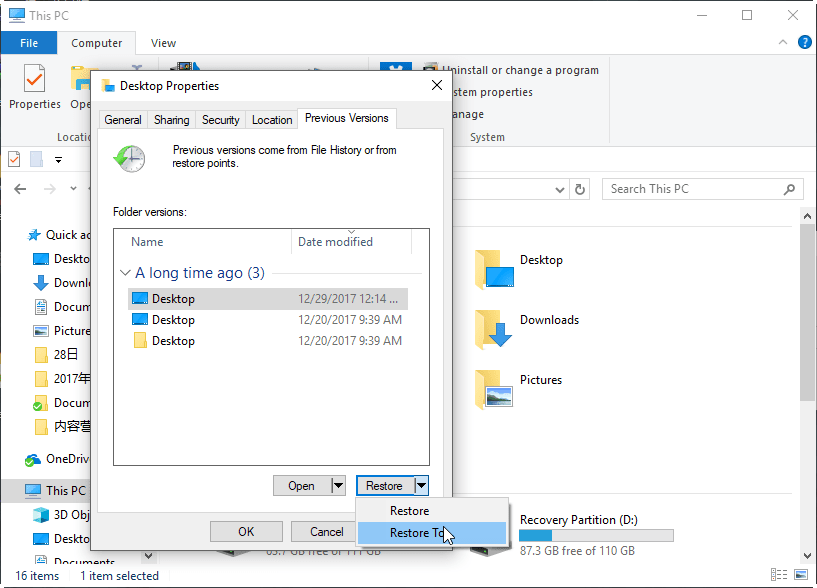 Windows 10 Shadow Copy Restore Deleted Files