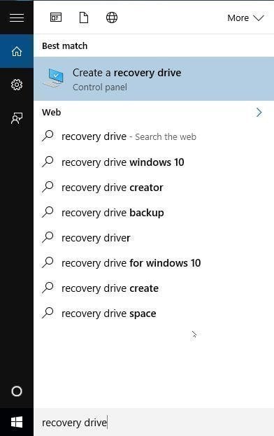 Create A Recovery Drive