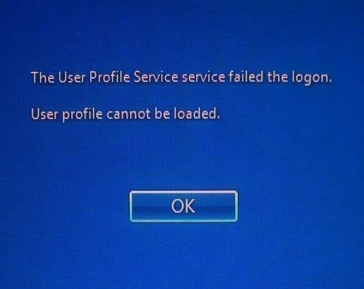 User Profiles Service Failed the Logon Windows 10