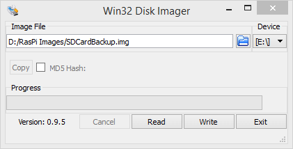 Win32 Disk Imager User Interface
