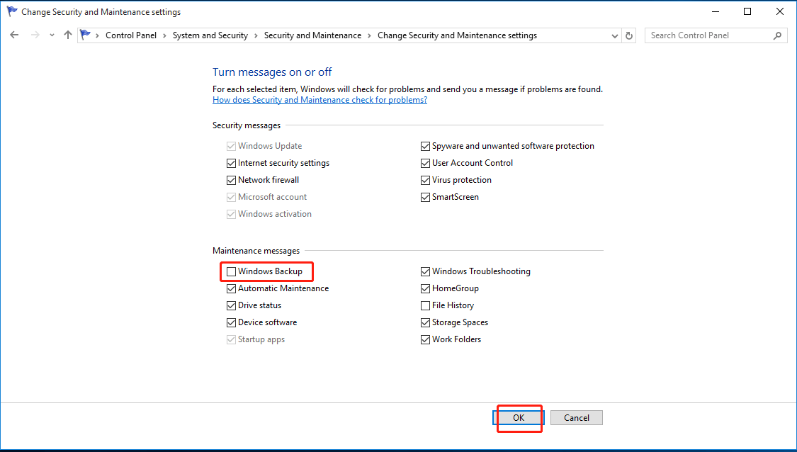 How to Enable/Disable Windows 10 Backup (Email) Notification?