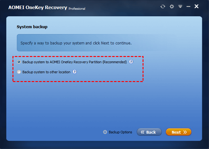 Backup System to OneKey Recovery Partition