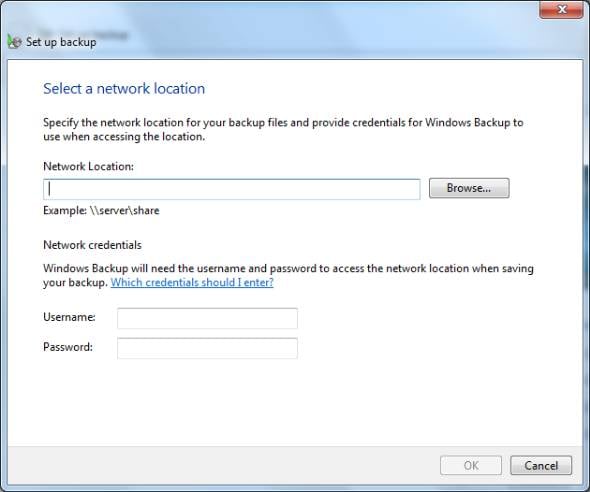 Windows 7 Backup to Network Drive