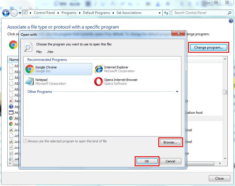 windows 7 set default program to open file type