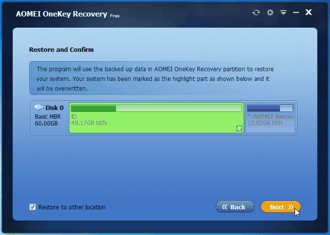 Restore and Confirm