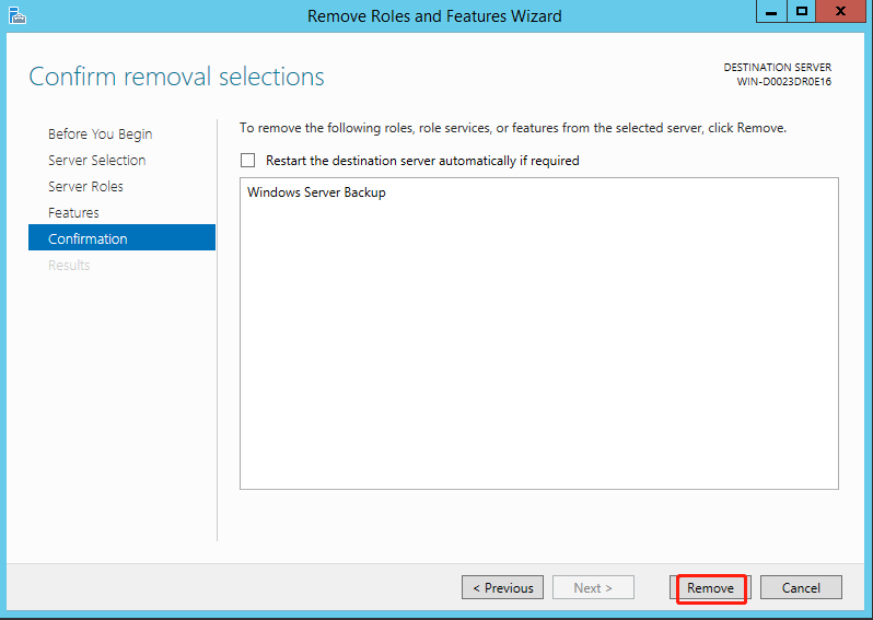 Windows Server Sicherung Dienst entfernen